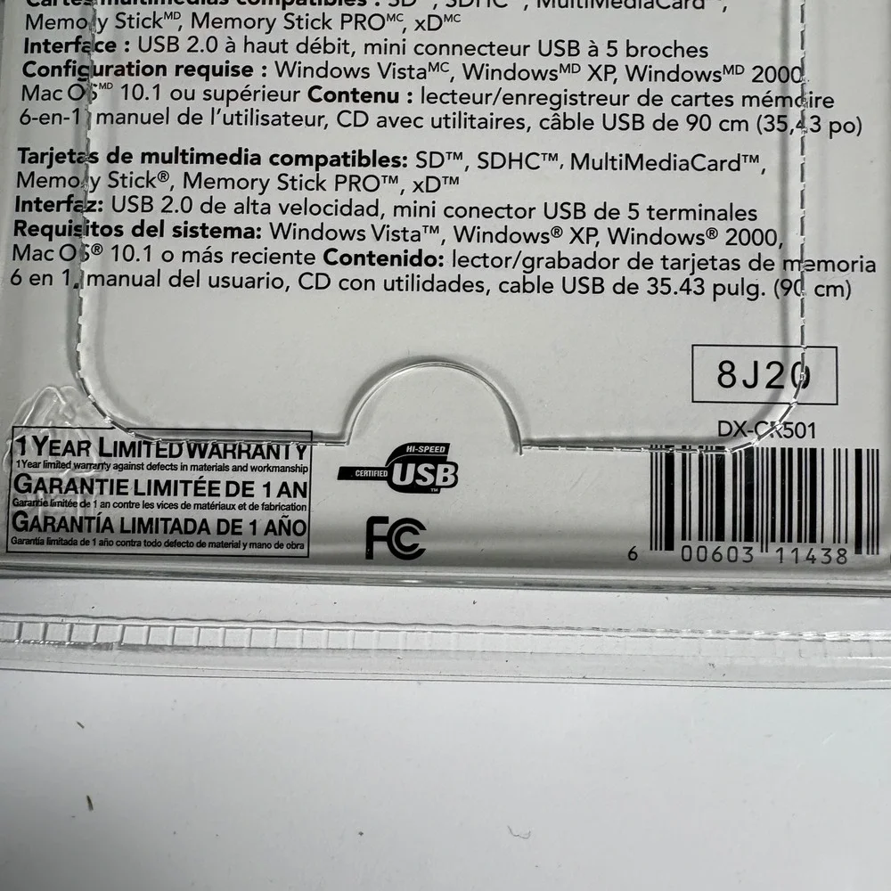 Dynex 6 in 1 USB 2.0 Memory Card Reader Writer‎ SD CF MS xD New